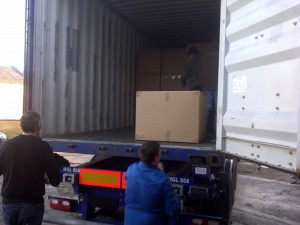 Loading a lorry for delivery