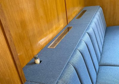 Masonic Hall Rushden - blue faux leather upholstery