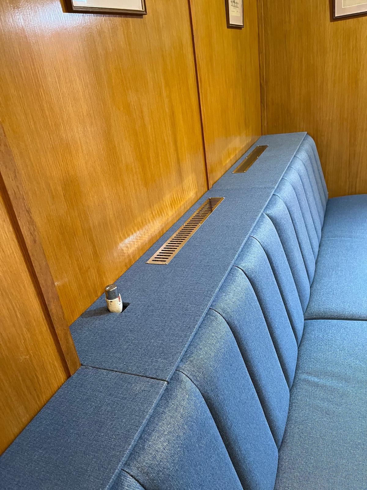 Masonic Hall Rushden - blue faux leather upholstery Masonic Hall Rushden - blue faux leather upholstery