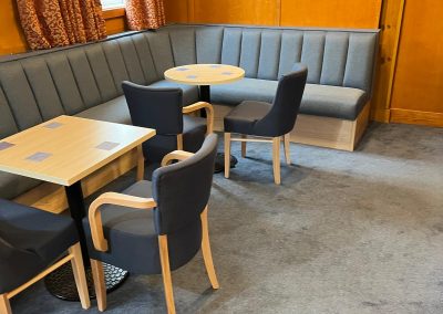 Masonic Hall Rushden - blue faux leather upholstery